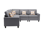 Nolan Gray Linen Fabric 5Pc Reversible Sectional Sofa with Pillows and Interchangeable Legs - Home Elegance USA