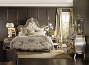 Sanctuary Traditional Upholstered Panel Bed in Beige and Silver Leaf | Hooker Furniture