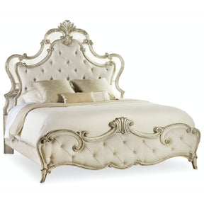 Sanctuary Traditional Upholstered Panel Bed in Beige and Silver Leaf | Hooker Furniture