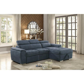 Ferriday Blue Sleeper Sectional with Pull-Out Bed & Storage – Homelegance
