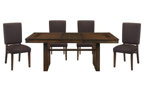 Sedley 5-Piece Dining Set by Homelegance | Walnut Finish & Chocolate Fabric Upholstery