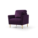 Mid Century Modern Sectional Sofa Set, Couch Sets for Living Room 3 Pieces, 2 Piece Fabric Arm Chair and 1 Piece Loveseat Set For Living Room, Purple Velvet Home Elegance USA