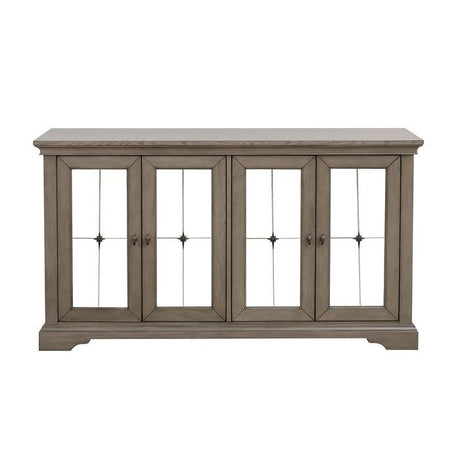 Homelegance Vermillion Dining Sideboard | Antiqued Mirror Doors | Gray Cashmere Wood Finish