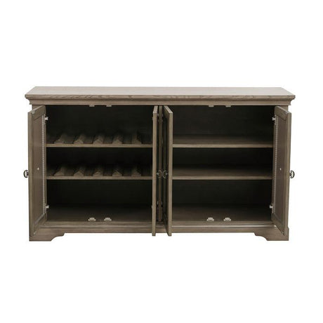 Homelegance Vermillion Dining Sideboard | Antiqued Mirror Doors | Gray Cashmere Wood Finish