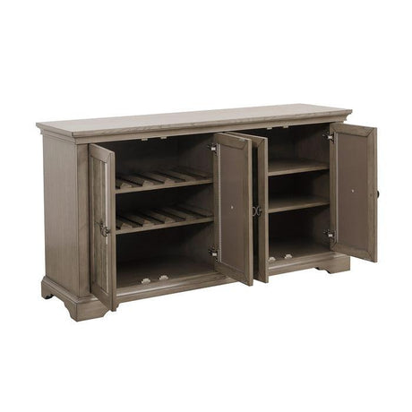 Homelegance Vermillion Dining Sideboard | Antiqued Mirror Doors | Gray Cashmere Wood Finish