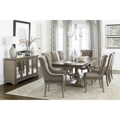 Homelegance Vermillion Dining Sideboard | Antiqued Mirror Doors | Gray Cashmere Wood Finish