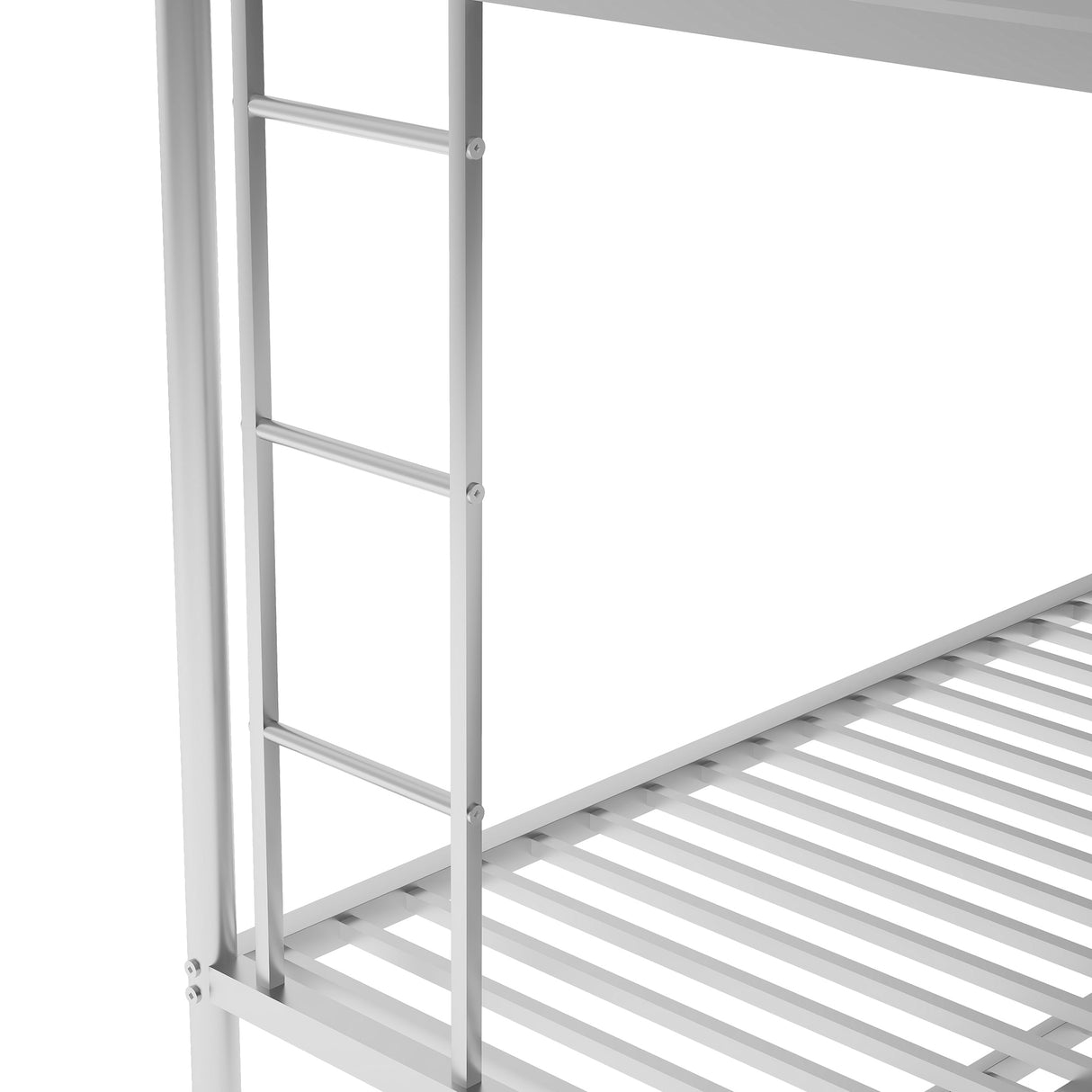 Twin over Full Bed with Sturdy Steel Frame, Bunk Bed with Twin Size Trundle, Two-Side Ladders, Silver(OLD SKU:MF194424AAN) - Home Elegance USA