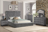 Nora Queen Size Tufted Upholstery Storage Bed made with Wood in Gray - Home Elegance USA