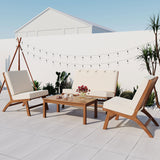 GO 4-Piece V-shaped Seats set, Acacia Solid Wood Outdoor Sofa, Garden Furniture, Outdoor seating, Beige