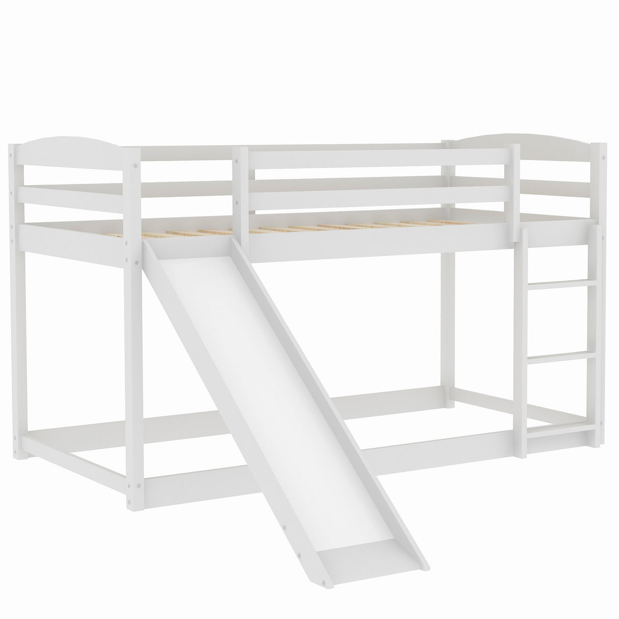 Twin over Twin Bunk Bed with Convertible Slide and Ladder , White(Old SKU:WF281725AAK) - Home Elegance USA