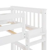 Twin-Over-Twin Bunk Bed with Ladders and Two Storage Drawers (White) - Home Elegance USA