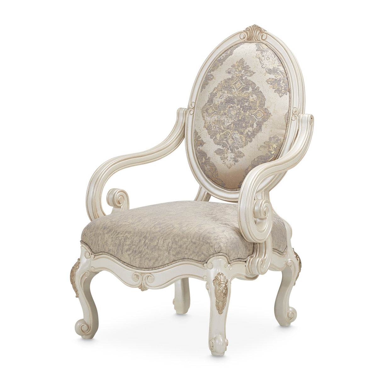 Aico Furniture - Lavelle Oval Back Wood Chair Mystic In Classic Pearl - 54834-Mystc-113