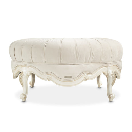 Aico Furniture - Lavelle Round Cocktail Ottoman In Classic Pearl - 54879-Ivory-113