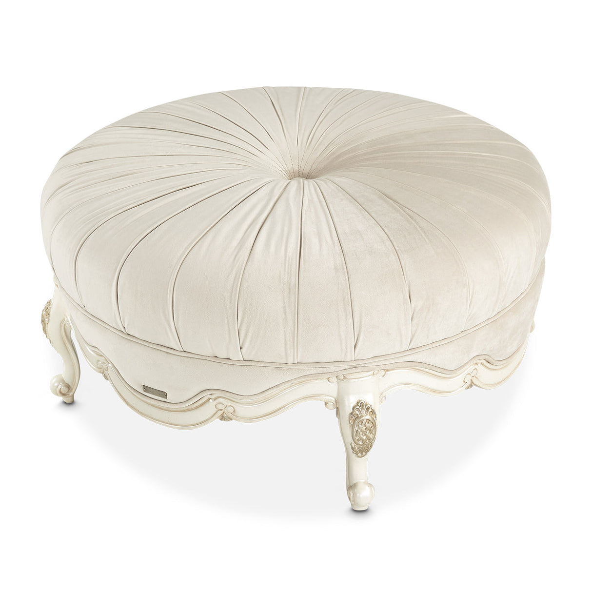 Aico Furniture - Lavelle Round Cocktail Ottoman In Classic Pearl - 54879-Ivory-113