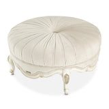 Aico Furniture - Lavelle Round Cocktail Ottoman In Classic Pearl - 54879-Ivory-113