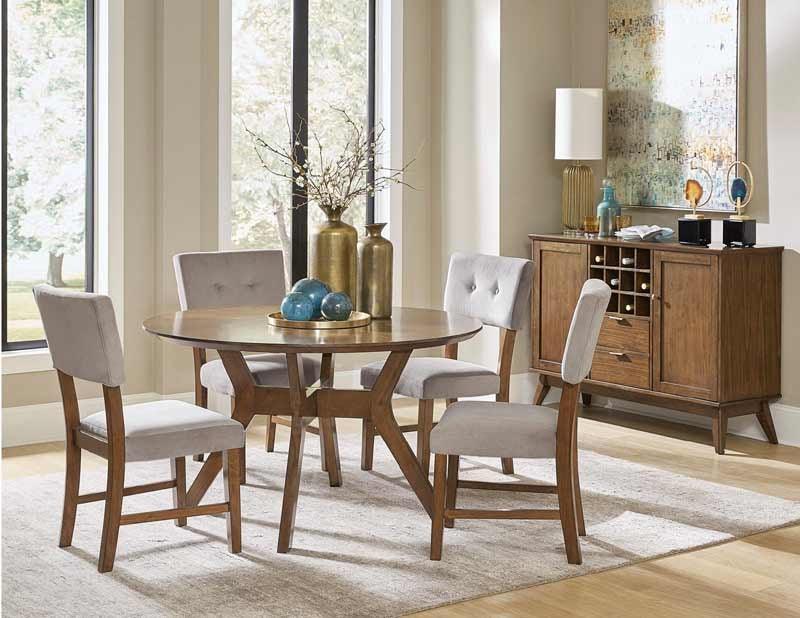 Homelegance - Edam Brown 5 Piece Round Dining Room Set - 5492-52-5