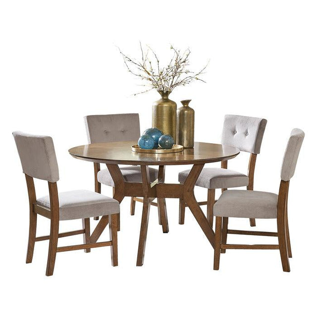 Homelegance - Edam Brown 5 Piece Round Dining Room Set - 5492-52-5