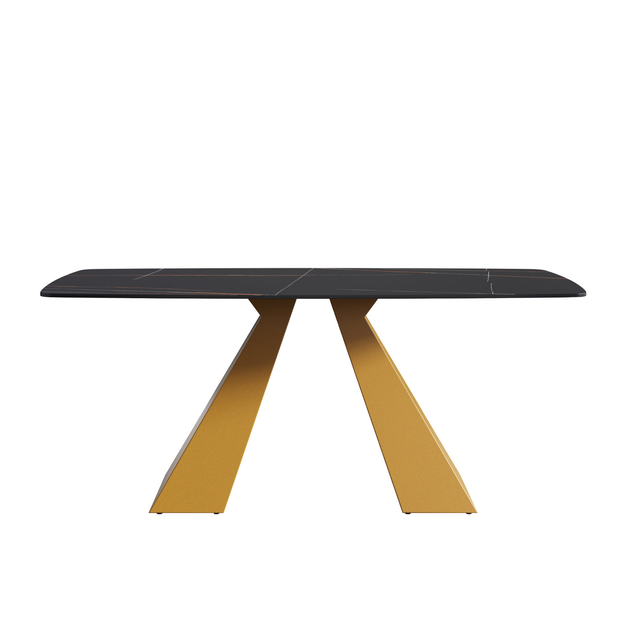 70.87"Modern artificial stone black curved golden metal leg dining table - can accommodate 6 - 8 people - W1535S00097 - image - 3