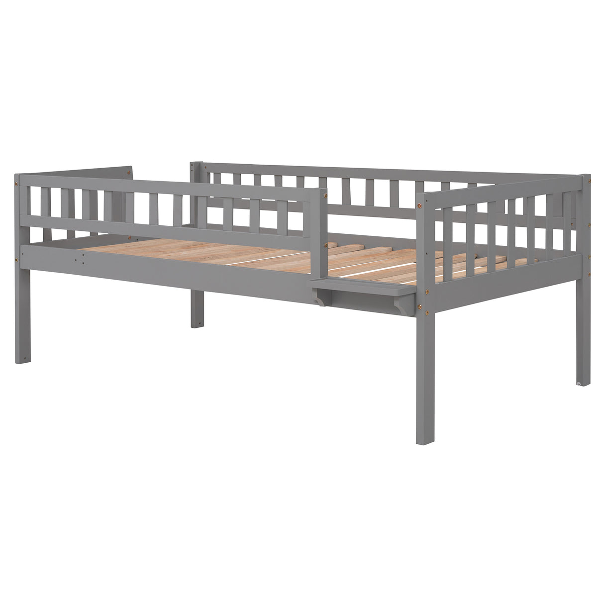 Twin-Over-Twin-Over-Twin Triple Bed with Built-in Ladder and Slide, Triple Bunk Bed with Guardrails, Gray(OLD SKU: LP000051AAE) - Home Elegance USA