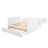 Full Over Full Bunk Bed with Twin Size Trundle, Pine Wood Bunk Bed with Guardrails, White （Old SKU:LP000044AAK） - Home Elegance USA