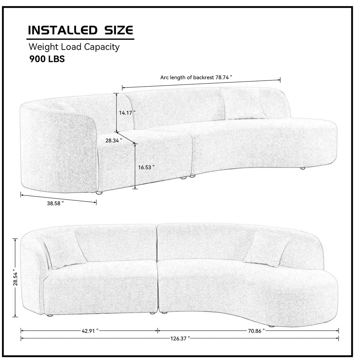 Luxury Modern Style Living Room Upholstery Curved Sofa with Chaise 2-Piece Set, Right Hand Facing Sectional,  Boucle Couch, White - Home Elegance USA