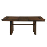 Contemporary Design Walnut Finish 1pc Dining Table With Self-Storing Leaf Wooden Furniture - Home Elegance USA