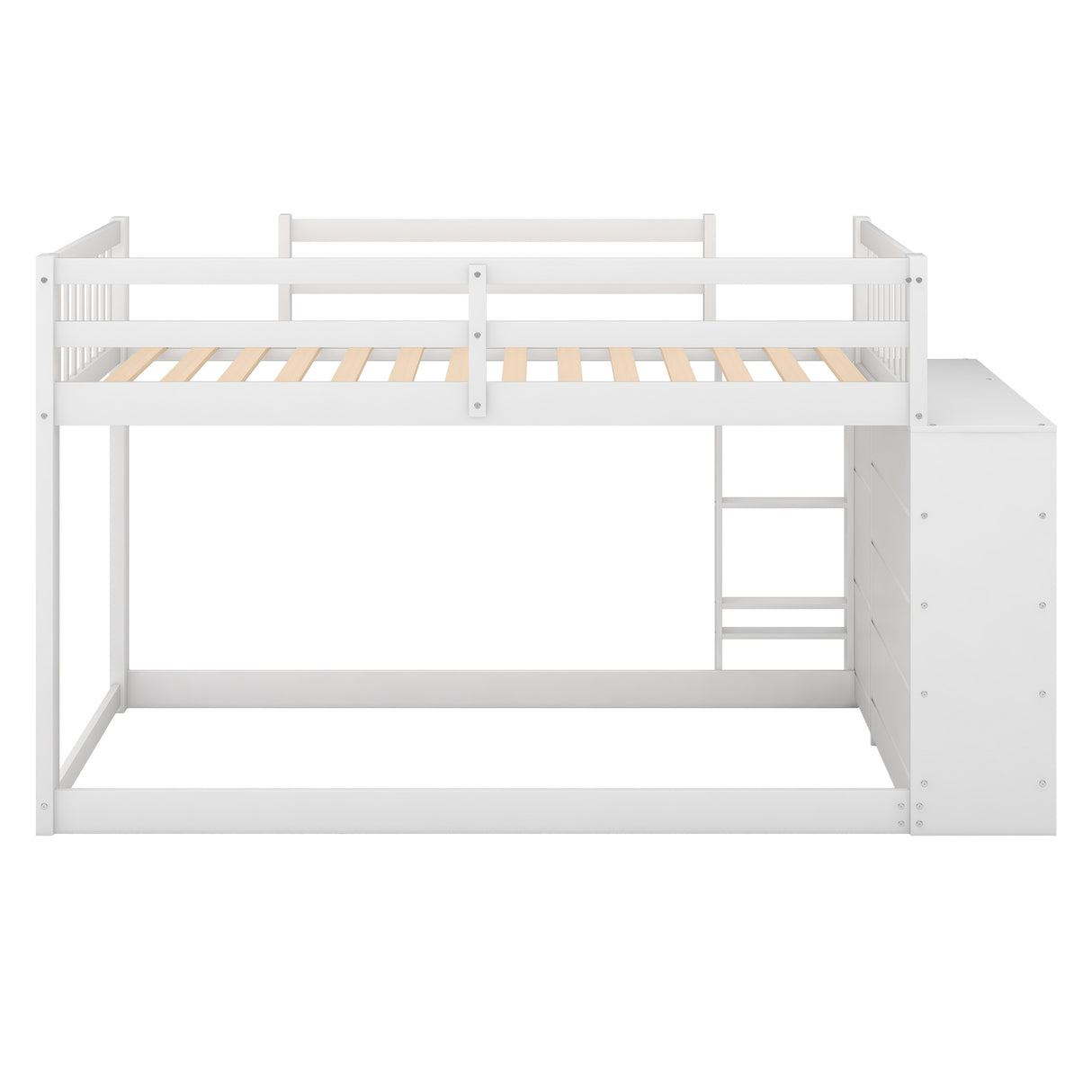 Twin over Twin Bunk Bed with Attached Cabinet and Shelves Storage,White (OLD SKU:GX000513AAK) - Home Elegance USA