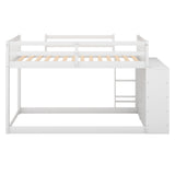 Twin over Twin Bunk Bed with Attached Cabinet and Shelves Storage,White (OLD SKU:GX000513AAK) - Home Elegance USA