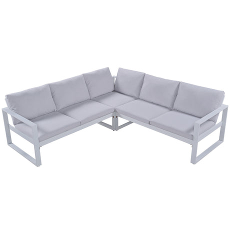 【Not allowed to sell to Wayfair】U_Style Industrial Style Outdoor Sofa Combination Set With 2 Love Sofa,1 Single Sofa,1 Table,2 Bench