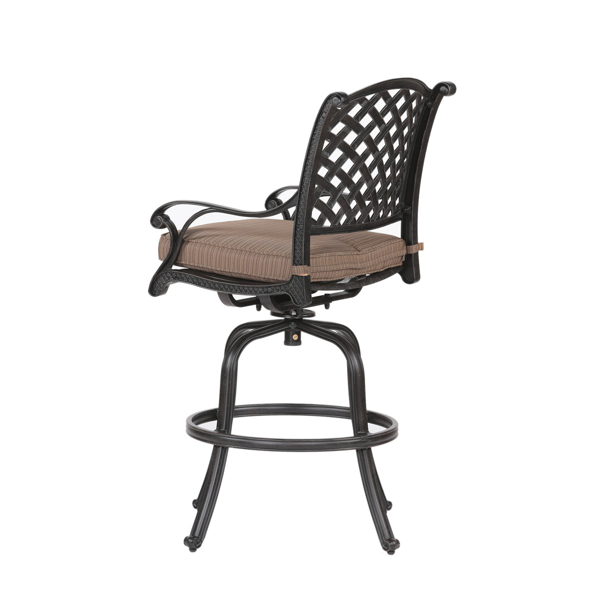 Patio Outdoor Aluminum Bar Stool With Cushion, Set of 2, Dupione Brown - Home Elegance USA