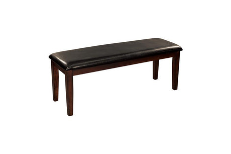 Mantello 7-Piece Dining Set by Homelegance | Cherry Finish & Faux Leather Upholstery | Seats 4 + Bench & Server