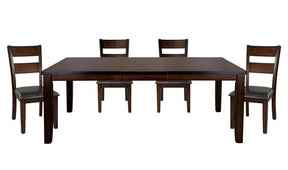 Mantello 5-Piece Dining Set by Homelegance | Cherry Finish & Faux Leather Upholstery