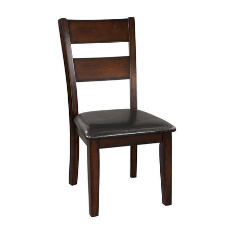 Mantello 7-Piece Dining Set by Homelegance | Cherry Finish & Faux Leather Upholstery | Seats 4 + Bench & Server