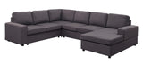 Warren Sectional Sofa with Reversible Chaise in Dark Gray Linen - Home Elegance USA