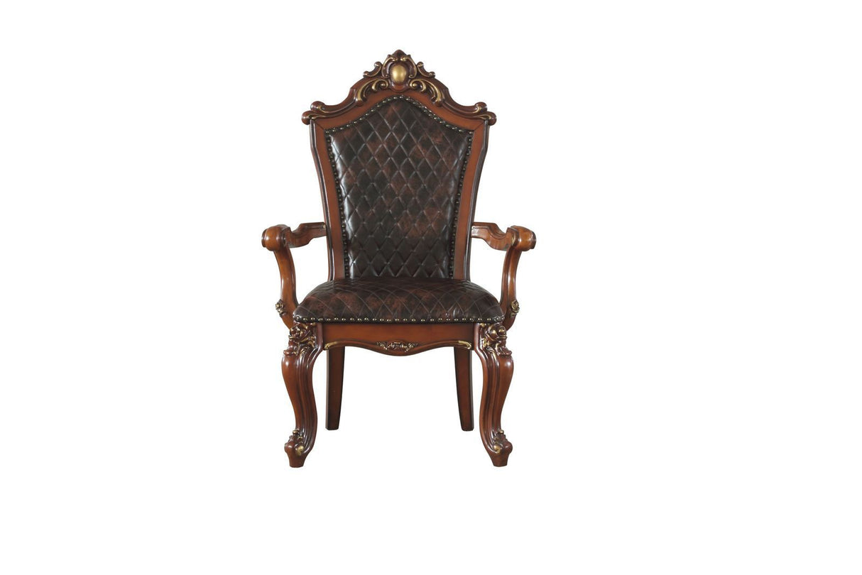 ACME Picardy Arm Chair (Set-2), Cherry Oak & PU 68223 - Home Elegance USA
