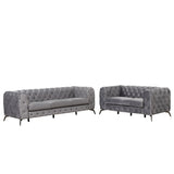 Modern 3-Piece Sofa Sets with Sturdy Metal Legs,Velvet Upholstered Couches Sets Including Three Seat Sofa, Loveseat and Single Chair for Living Room Furniture Set,Gray Home Elegance USA