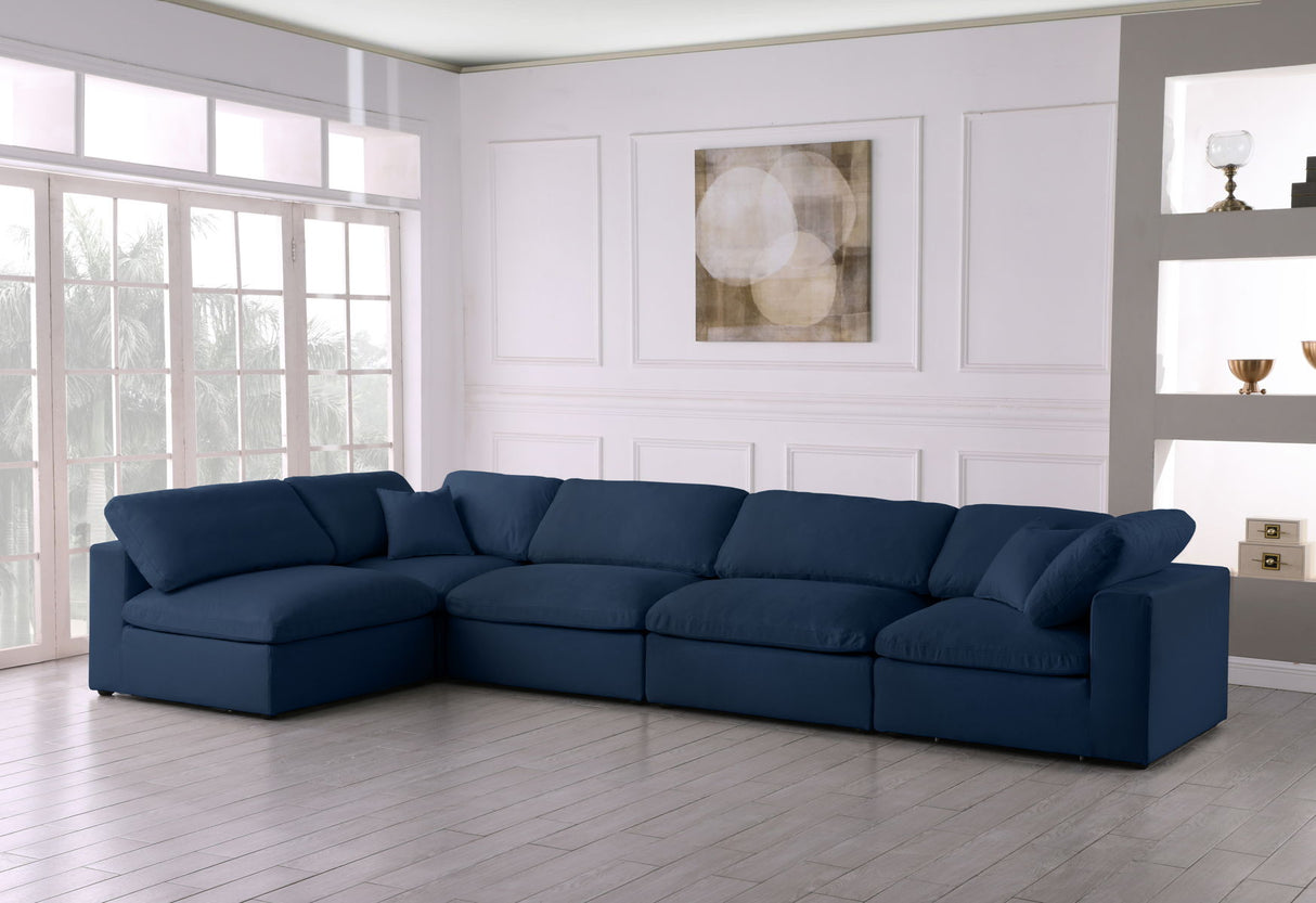 Serene - Cloud Modular Sectional 5 Piece - Navy - Fabric - Home Elegance USA