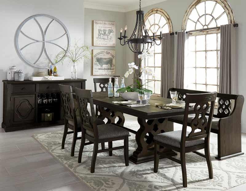 Homelegance - Arasina Dark Pewter 7 Piece Extendable Rectangular Dining Room Set - 5559N-96-7