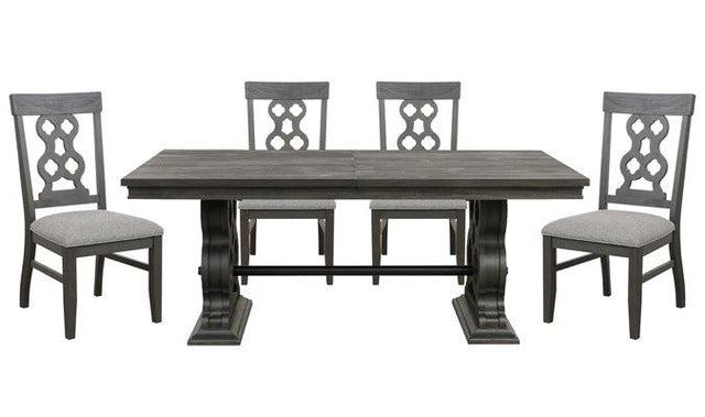 Homelegance - Arasina Dark Pewter 5 Piece Extendable Rectangular Dining Table Set - 5559N-96-5