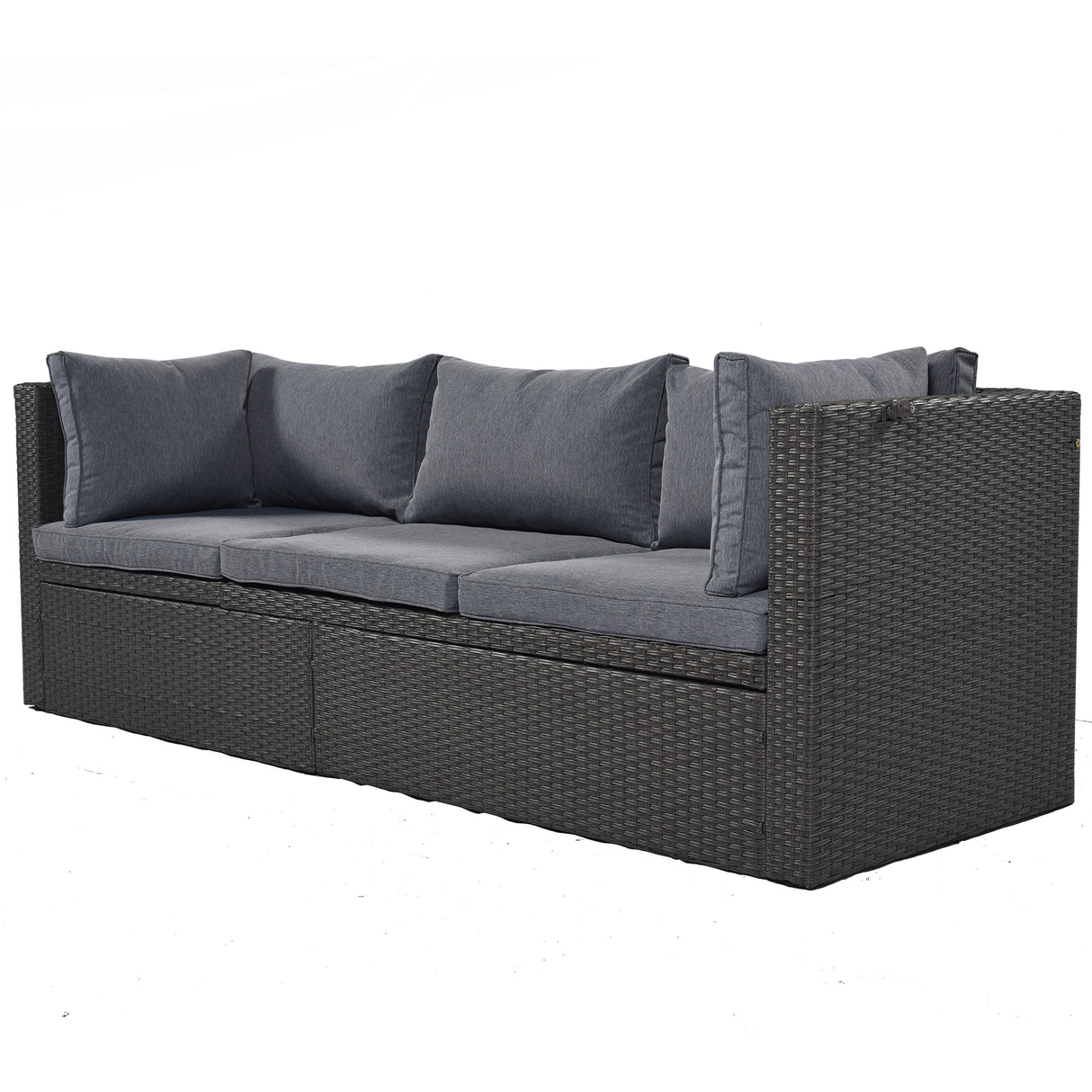 U_Style Outdoor Patio Rectangle Daybed with Retractable Canopy,  Wicker Furniture Sectional Seating with Washable Cushions, Backyard, Porch（As same as WY000263AAE） - Home Elegance USA