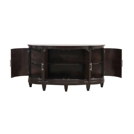 Oratorio Dining Sideboard | Dark Cherry Finish | Chrome Bar Pulls | Homelegance