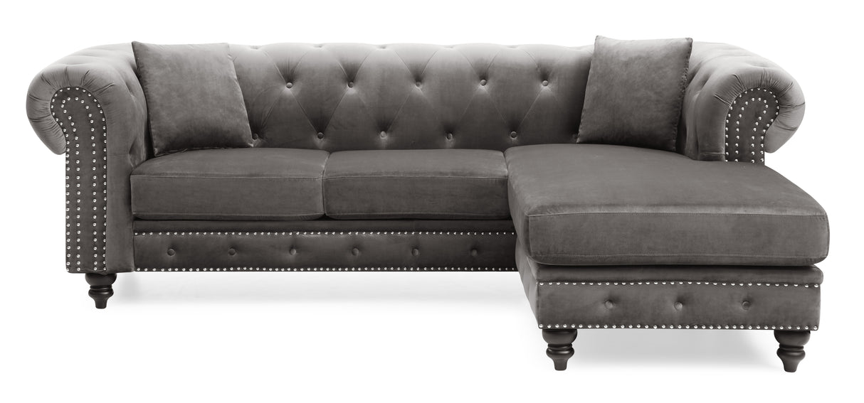 Glory Furniture Nola G0350B-SC Sofa Chaise ( 3 Boxes ) , DARK GRAY - Home Elegance USA