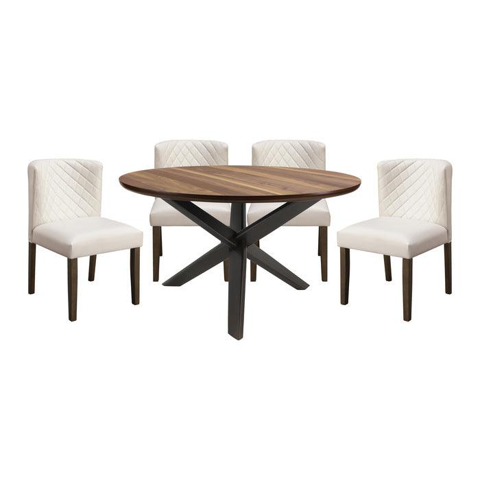 Homelegance - Nelina Brown 5 Piece Round Dining Room Set - 5597-53-5