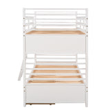 Twin over Twin Wood Bunk Bed with Two Drawers - White - Home Elegance USA