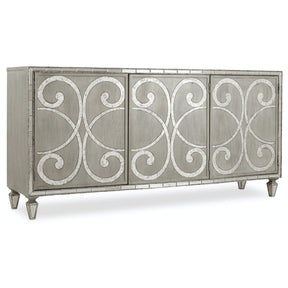 Sanctuary Entertainment Buffet – Epoque Finish Light Wood, Fits 75" TV – Hooker Furniture