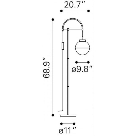 Zuo Waterloo Floor Lamp White & Brushed Brass