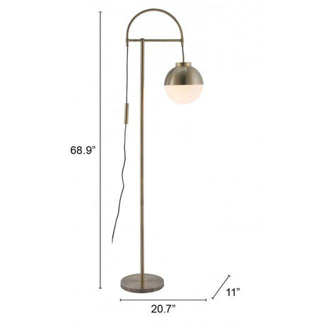 Zuo Waterloo Floor Lamp White & Brushed Brass