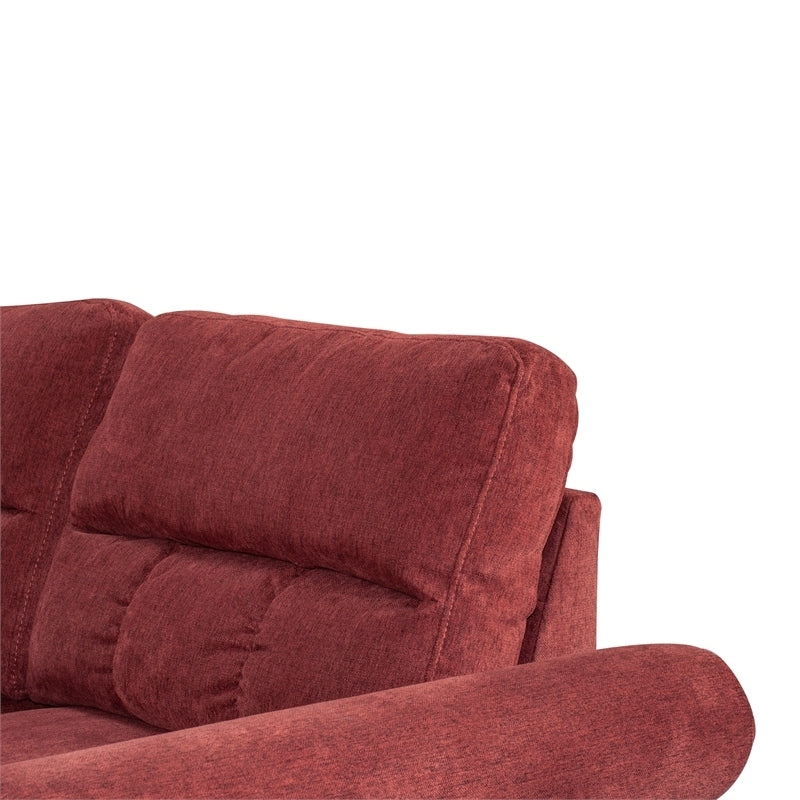 Paparika Red Color Polyfiber Reversible Sectional Sofa Set Chaise Pillows Plush Cushion Couch Nailheads - Home Elegance USA