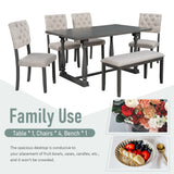 TREXM 6-Piece Dining Table and Chair Set with Special-shaped Legs and Foam-covered Seat Backs&Cushions for Dining Room (Gary) - Home Elegance USA