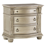 Silver Finish European Design 1pc Nightstand w Genuine Marble Top Traditional Bedroom Furniture - Home Elegance USA